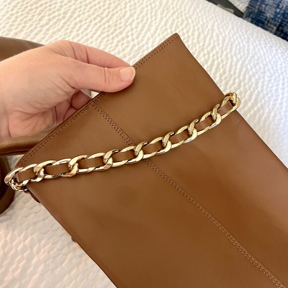 ALOHAS Brown Leather Lug Chunky Sole Pier Tall Boots Chain sz 39 Anthropologie - Picture 14 of 16